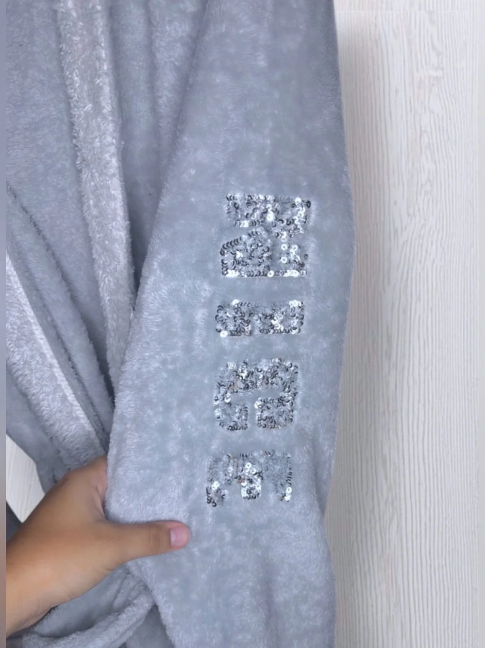 RUE21 Grey Plush Sherpa-Lined Hooded Robe | 
